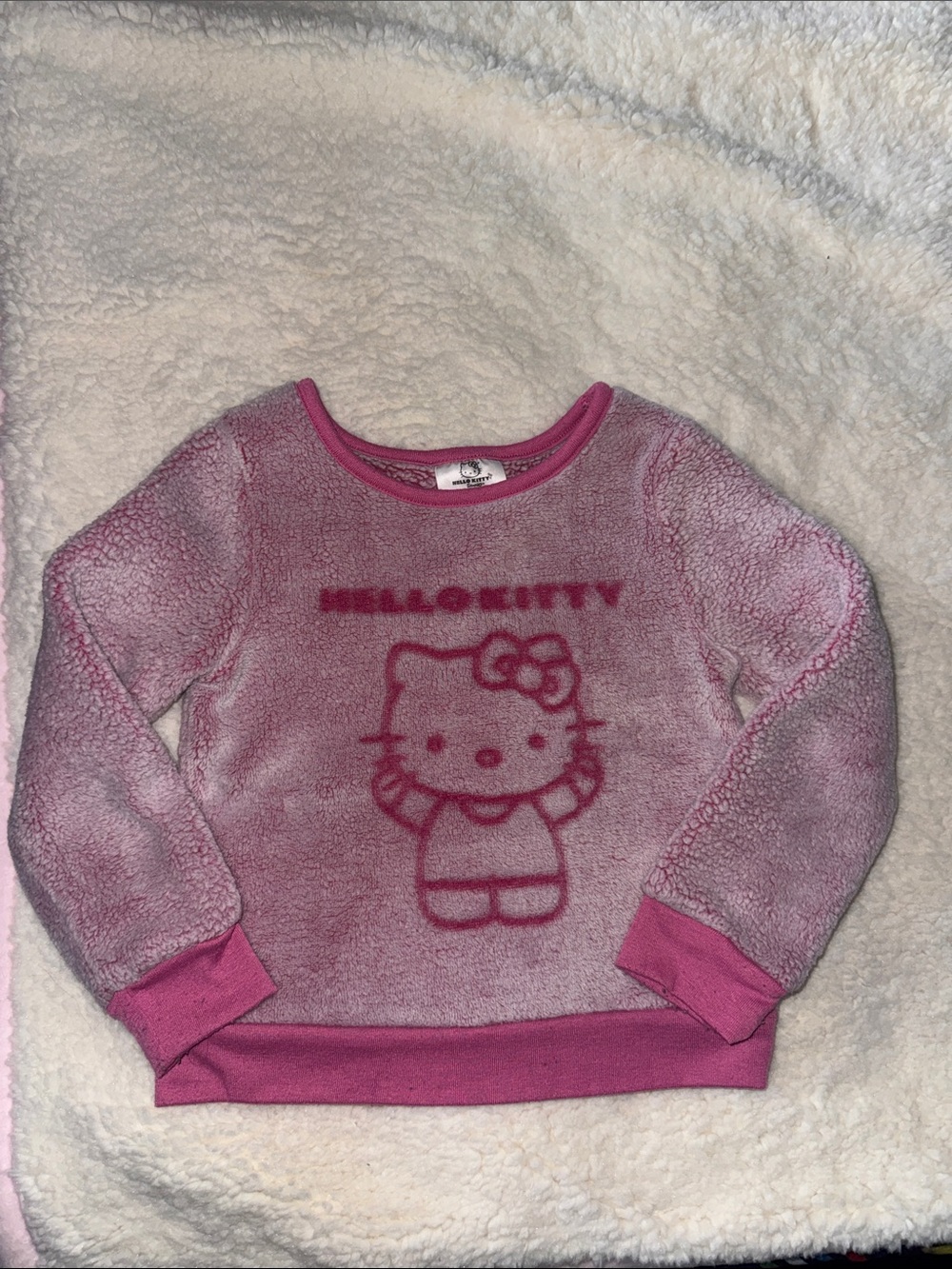 Hello Kitty Pink Sherpa Sweatshirt with Dark Pink Graphic